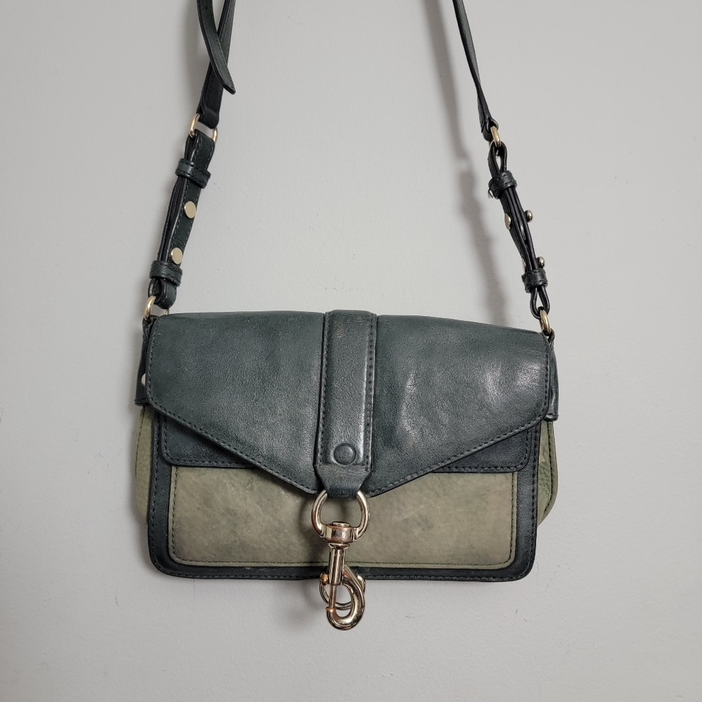 REBECCA MINKOFF | Hudson Moto Hunter Green Leather Suede Crossbody Bag‎ PRELOVED
